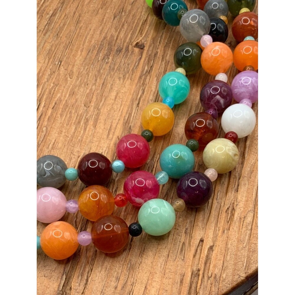 Plunder Design Triple Strand Multicolor Beaded Statement Necklace